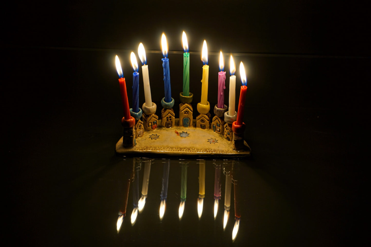 Colorful Village Hanukkiah - Jenya&Co