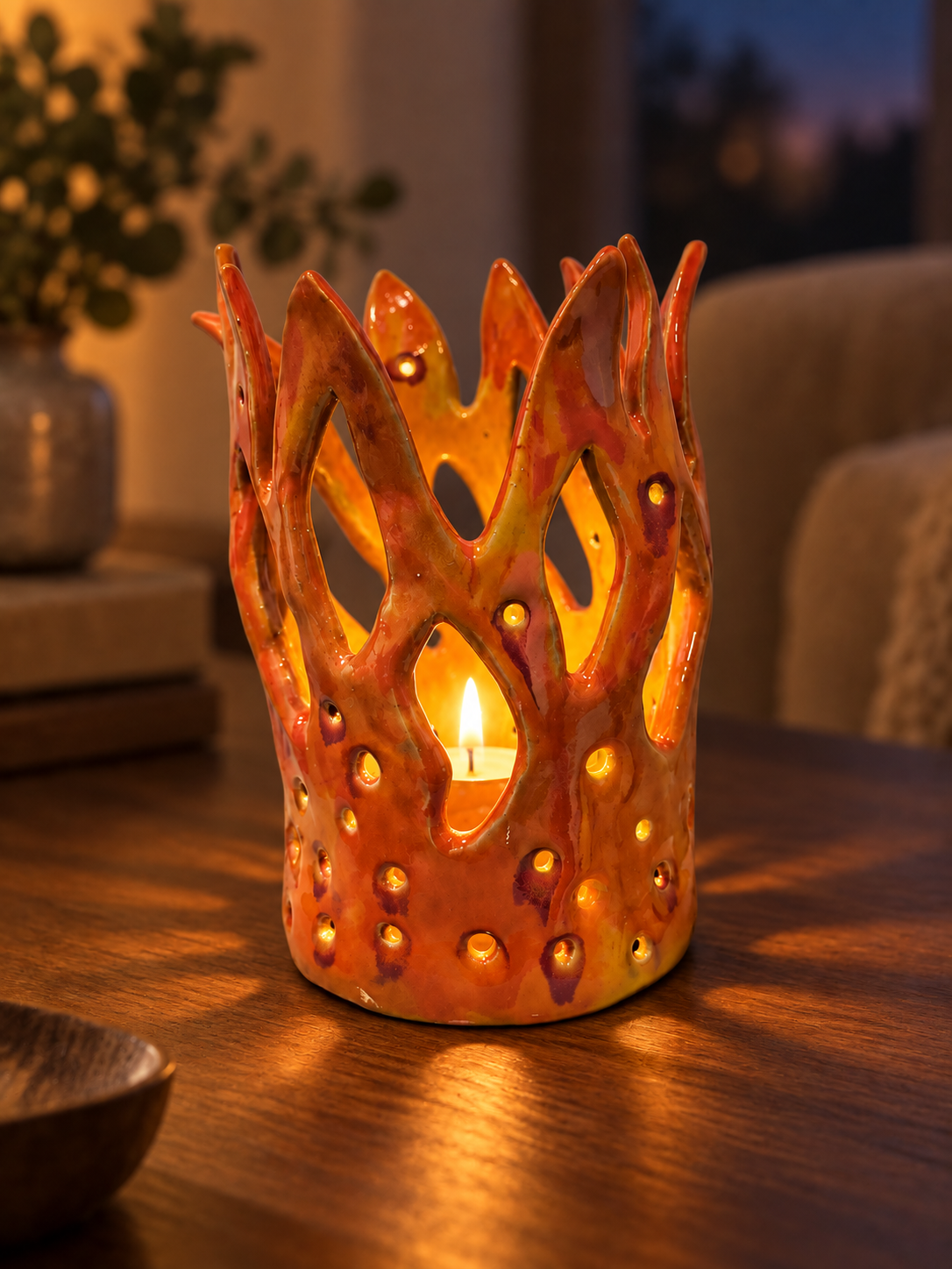 Ceramic Candle Holder - “Living Flame”